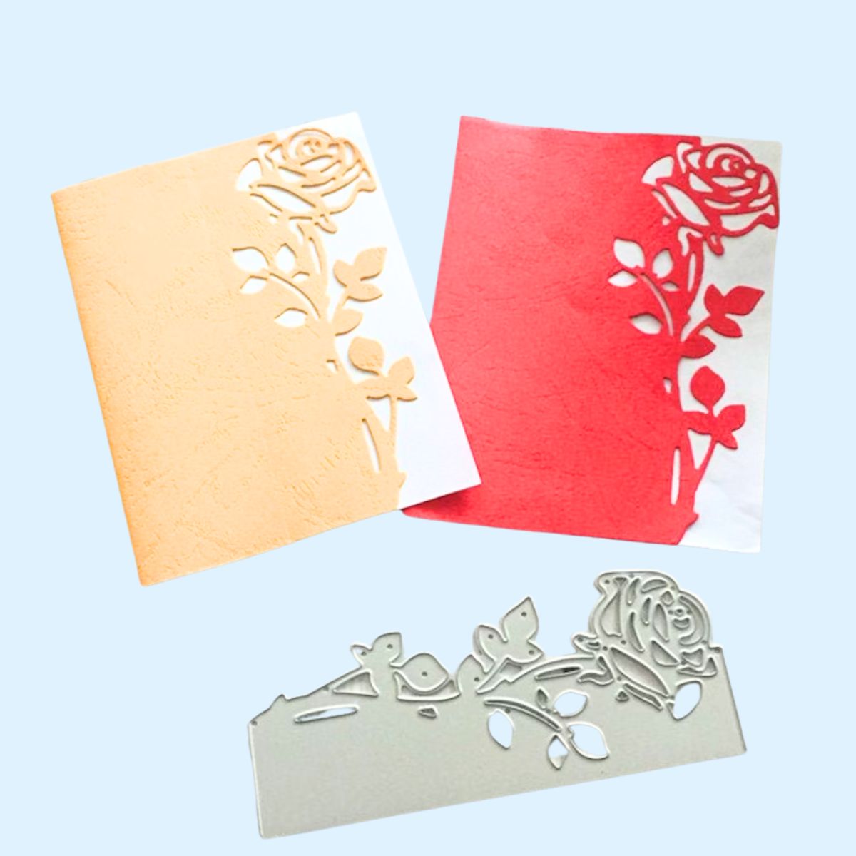 Troquel de Borde de Rosa Floral con Tallos Dados de Corte / Suajes / Troqueles Lyssette Guiot Crafts