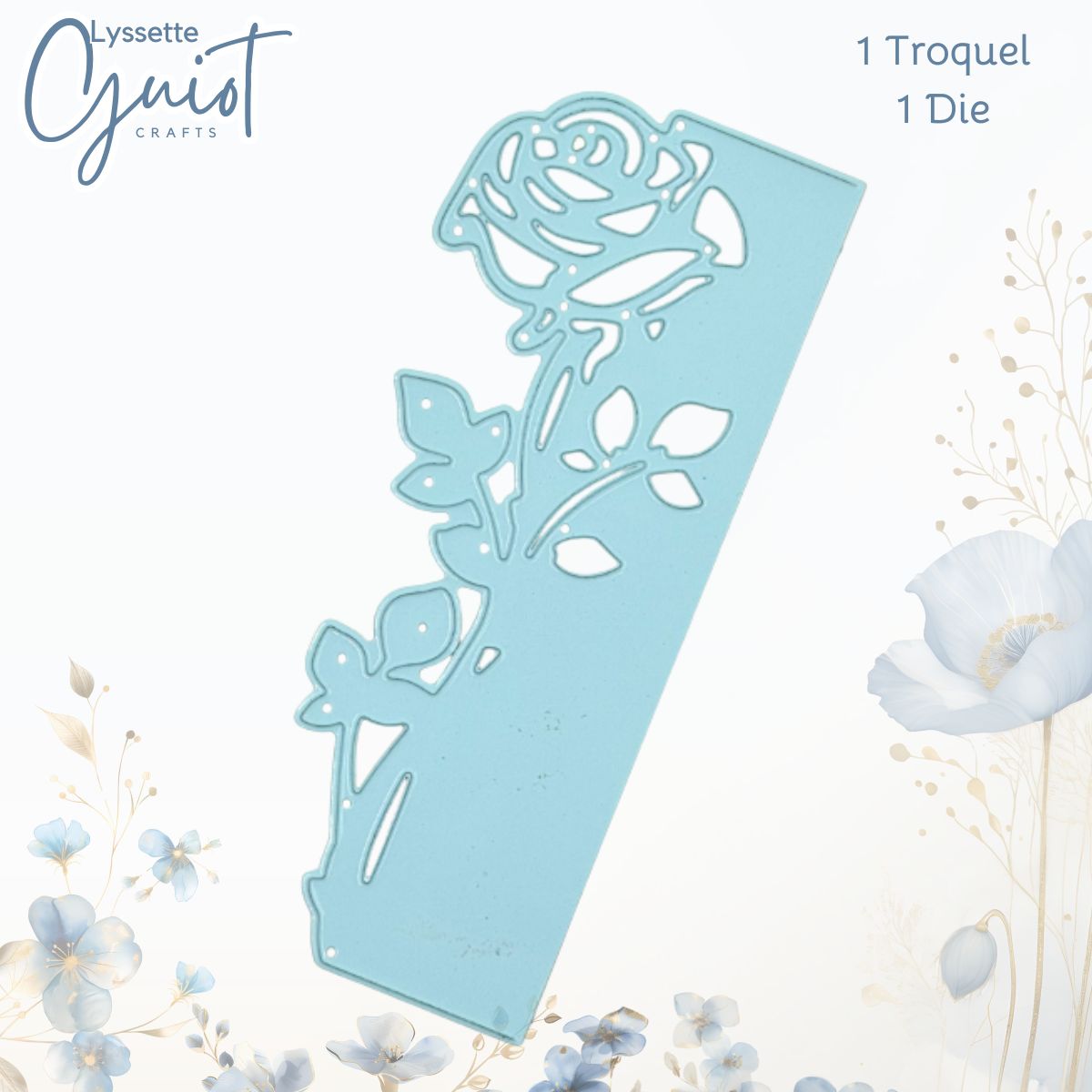 Troquel de Borde de Rosa Floral con Tallos Dados de Corte / Suajes / Troqueles Lyssette Guiot Crafts
