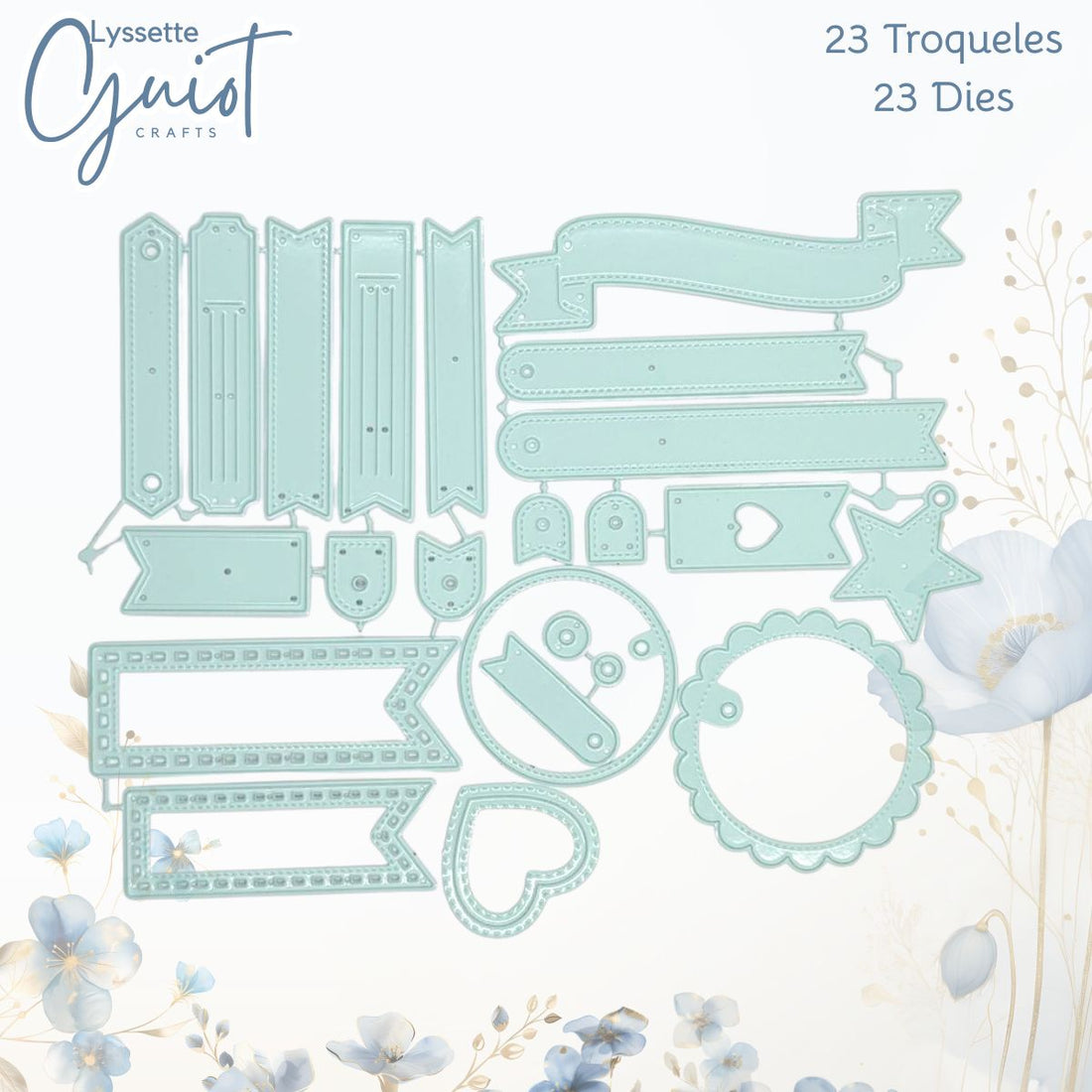 Set de Troqueles Etiquetas y Banners Dados de Corte / Suajes / Troqueles Lyssette Guiot Crafts