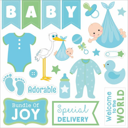 Baby Boy Cardstock Pack 6&quot; / Paquete Cartulina Pequeño Milagro Niño Papel Little Birdie