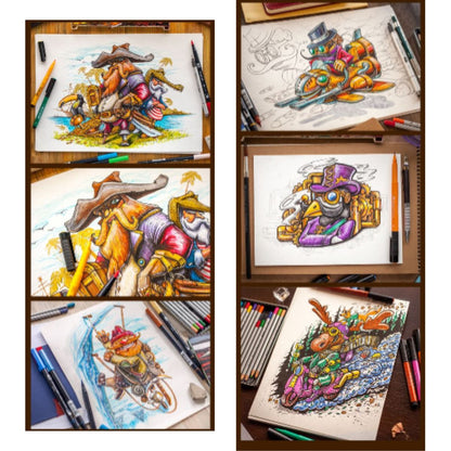 Alcohol Brush Markers 12 pc. / Marcadores de Alcohol 12 pz. Colores y Plumones Studio 71