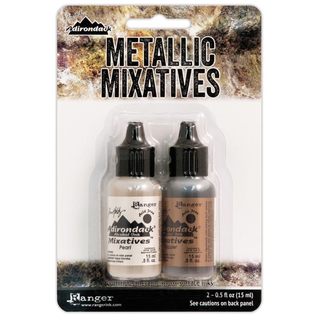 Tim Holtz Alcohol Ink Metallic Mixatives Pearl &amp; Copper / Tintas de Alcóhol para Acabados Metálicos Tintas Ranger