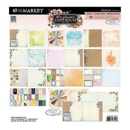 12x12 Pack The Flower Emporium / Paquete De Papel Para Principiantes Emporio de Flores Papel, Hojas Sueltas 49 and Market