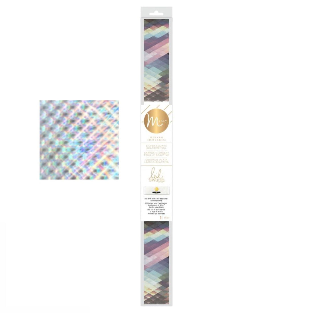 Minc Reactive Foil Silver Square / Rollo de Papel Metalizado Cuadros Plata Foil Heidi Swapp