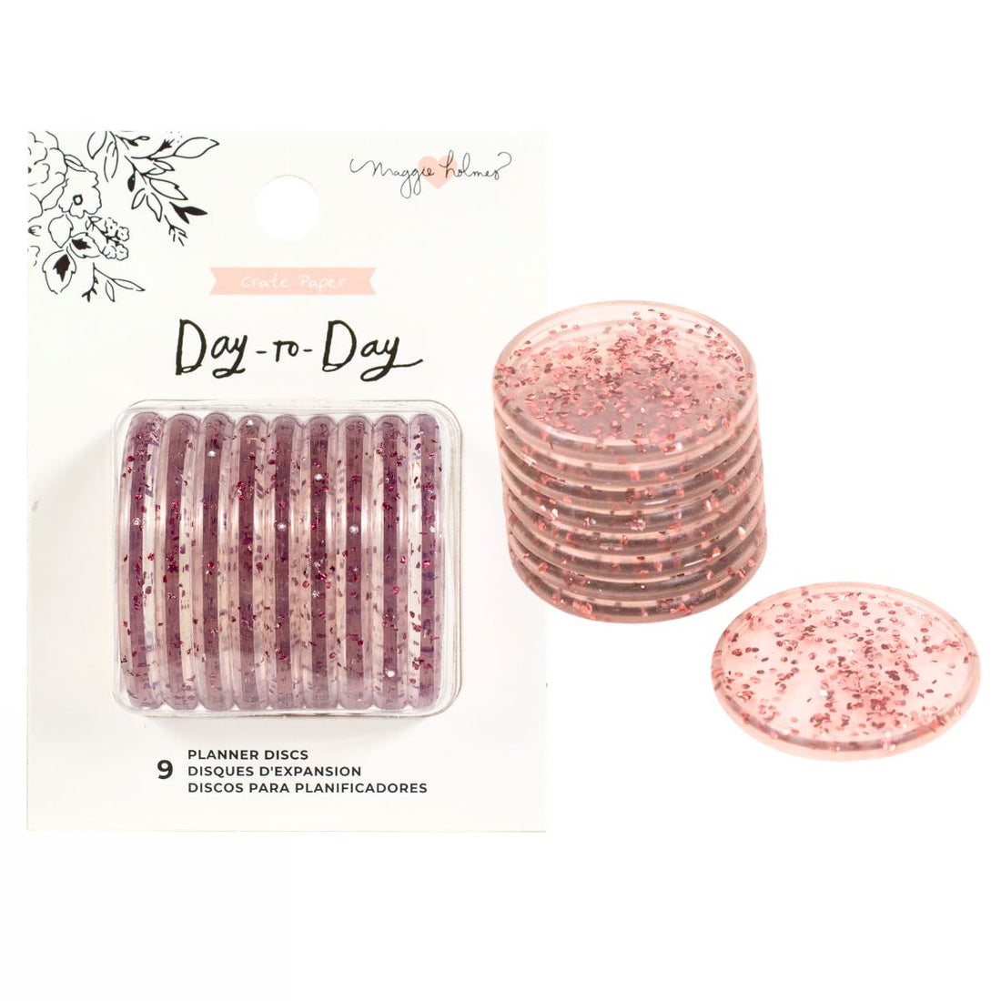 Pink Glitter Discs 1.75"/ Discos para Agendas Rosa con Glitter Discos para Planners Maggie Holmes