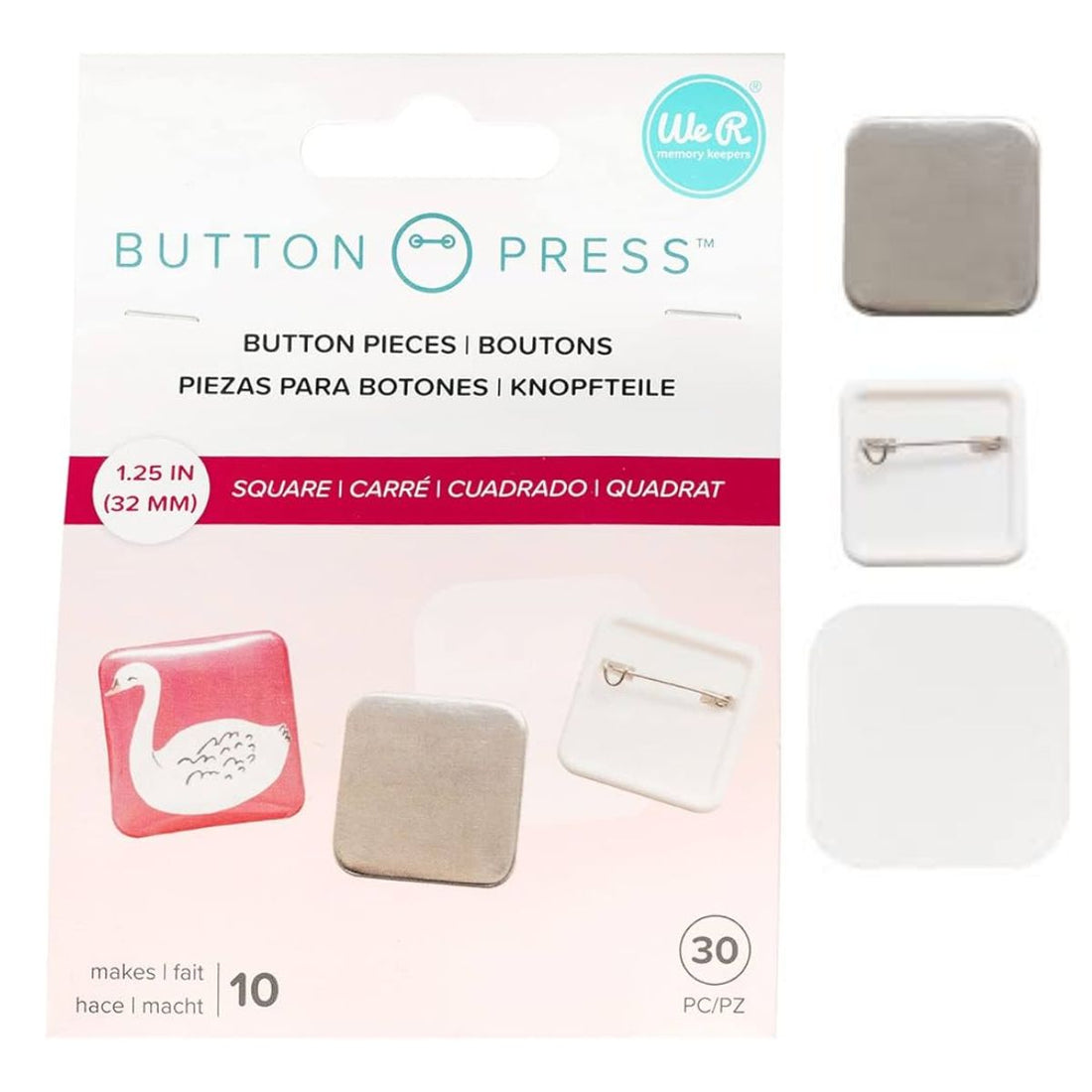 Square Button Pieces / 10 Botones Cuadrados Personalizables Accesorios We R Memory Keepers