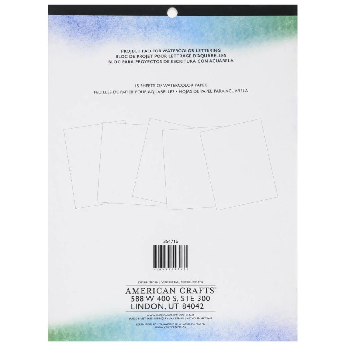 Watercolor Brush Lettering Paper Pad / Cuaderno de Hojas Blancas para Caligrafía con Acuarelas Caligrafía Kelly Creates