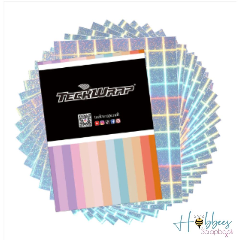 Holo Checkered Inkjet Printable Sticker Vinyl / 15 Hojas de Vinilo Adhesivo Imprimible Holográfico Cuadros