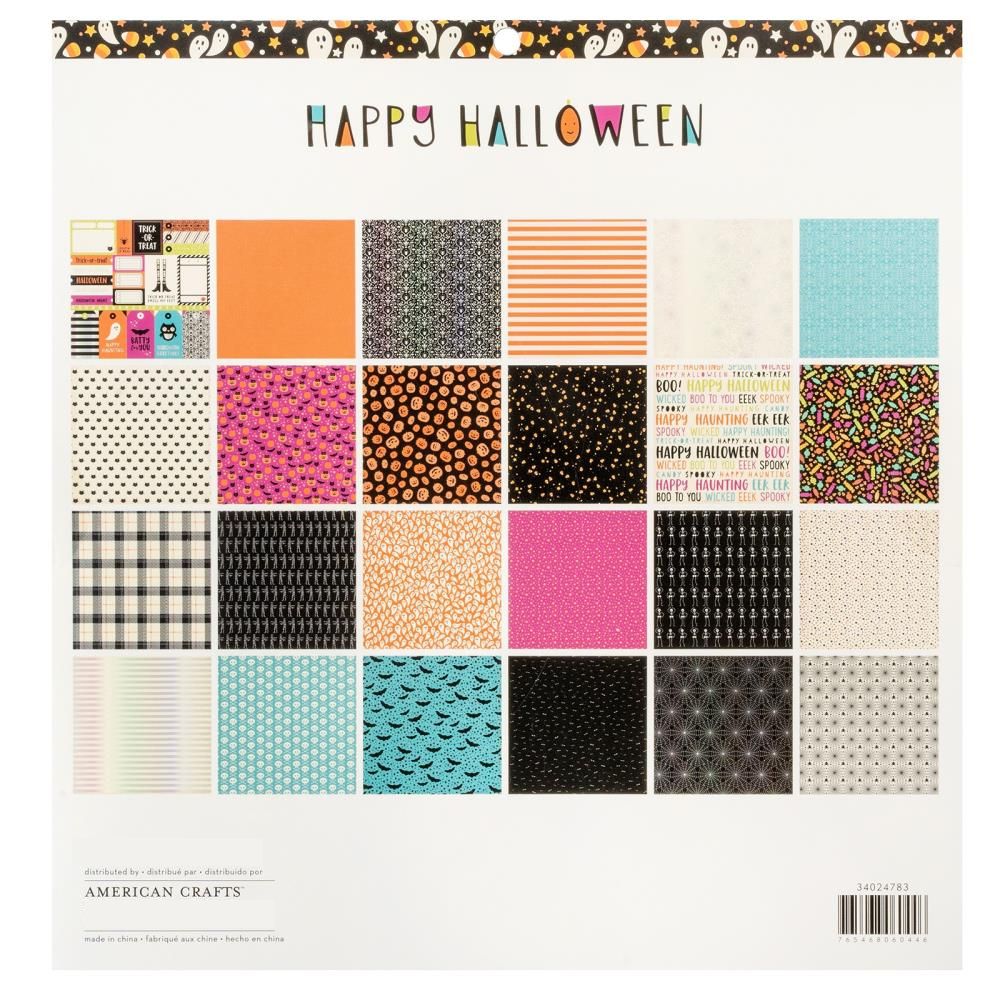 Happy Halloween 12pulg Paper Pad / Block Cartulina Doble Cara Halloween Descontinuado American Crafts