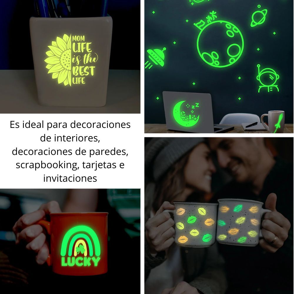 Glow In The Dark Vinyl Sheets Pack / 10 Hojas De Vinil Que Brillan En La Oscuridad Descontinuado Teckwrap