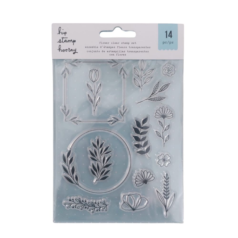 Flower Clear Stamp Set / Sellos de  Flores, Ramas y Marcos  American Crafts