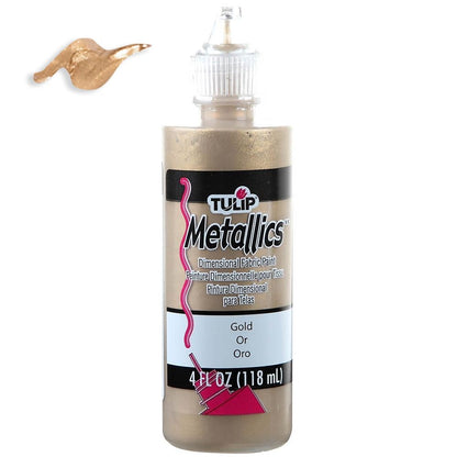 Dimensional Fabric Puff Paint Metallics Gold / Pintura Dimensional para Tela Dorado Pintura para Tela Tulip