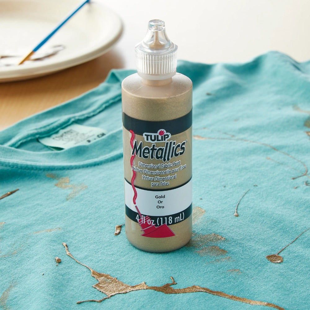 Dimensional Fabric Puff Paint Metallics Gold / Pintura Dimensional para Tela Dorado Pintura para Tela Tulip