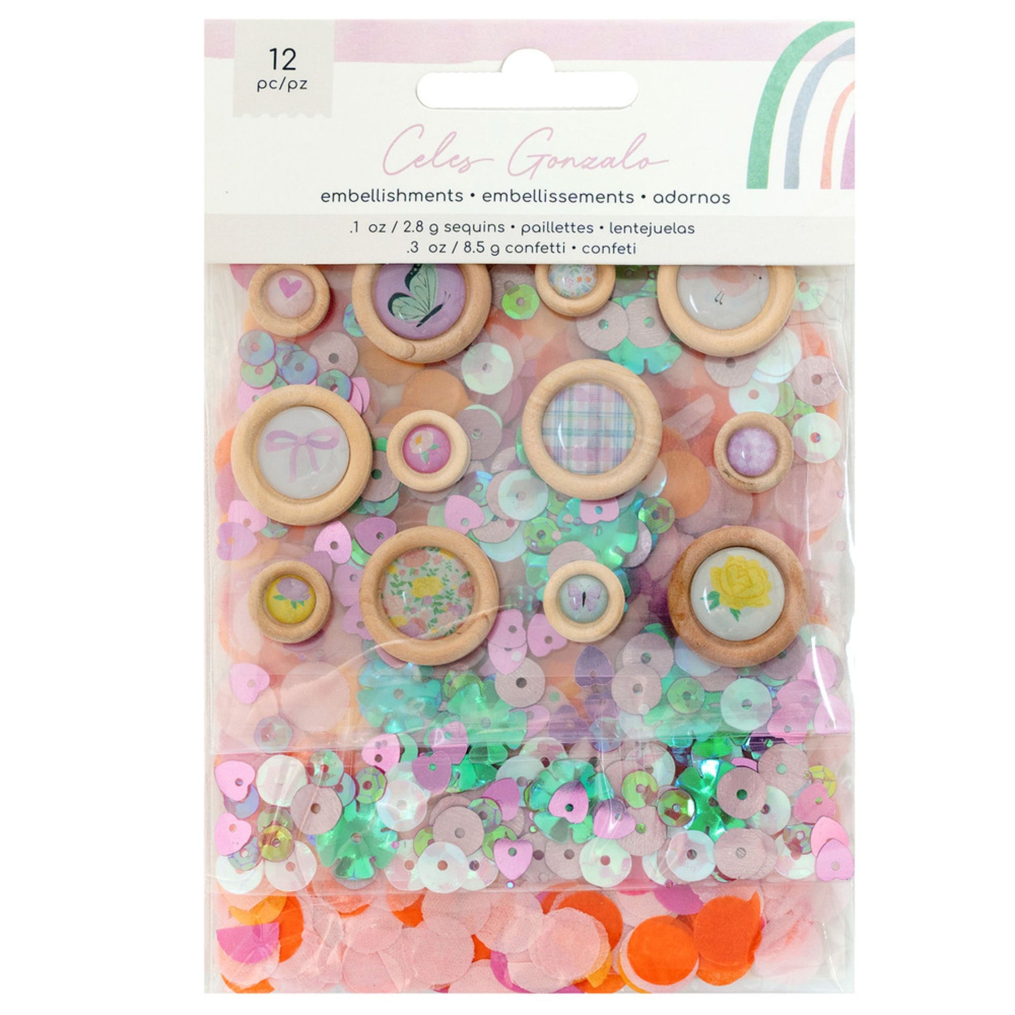 Rainbow Avenue Confetti Button Pack / Paquete de Botones y Confetti