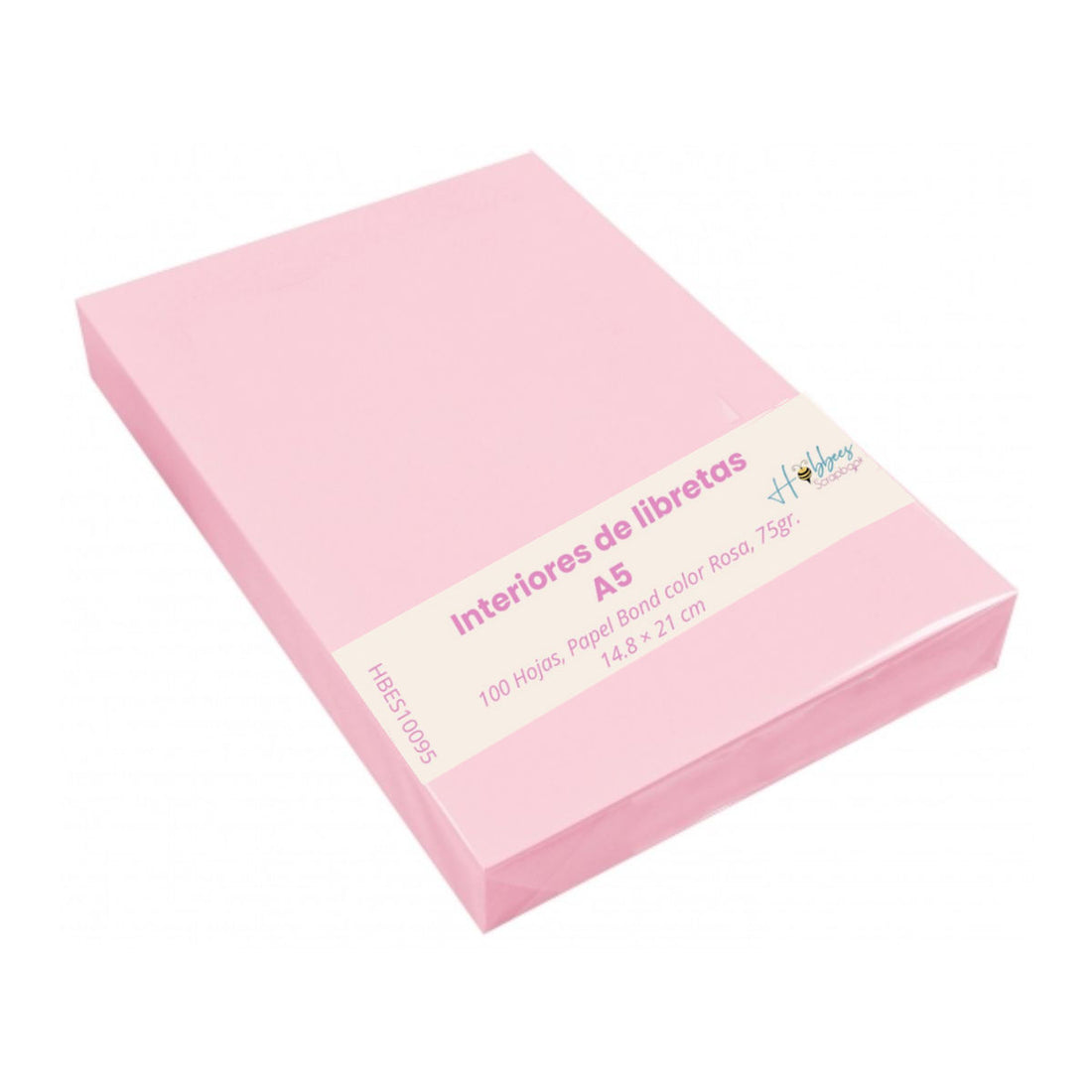 Interiores 100 Hojas de Papel color Rosa 75gr. A5 Encuadernacion Hobbees