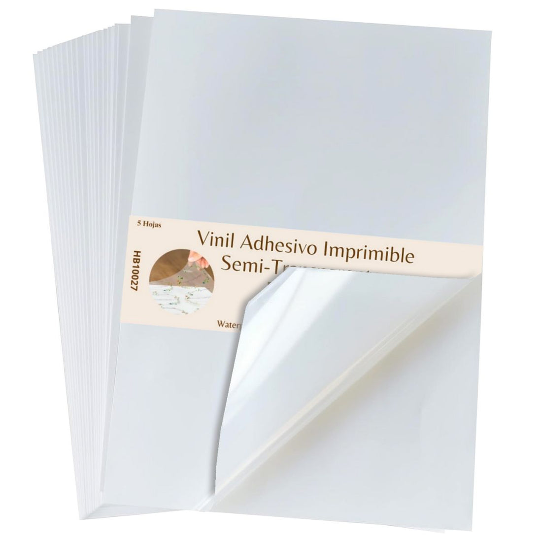 5 Hojas de Vinil Adhesivo Imprimible Semi-transparente Brillante Viniles Hobbees