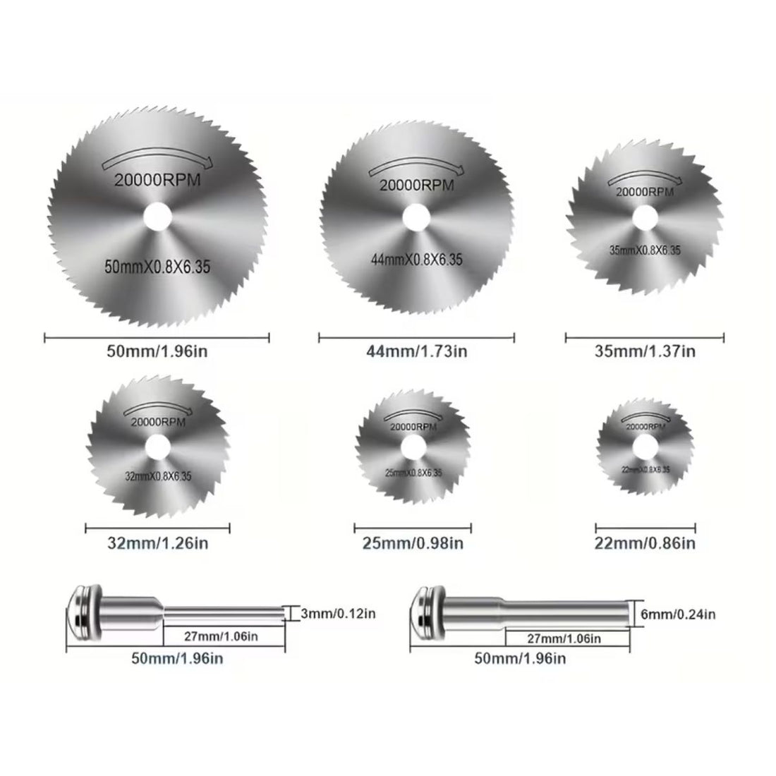6 Hojas de Sierra HSS para Taladro y Herramienta Rotativa