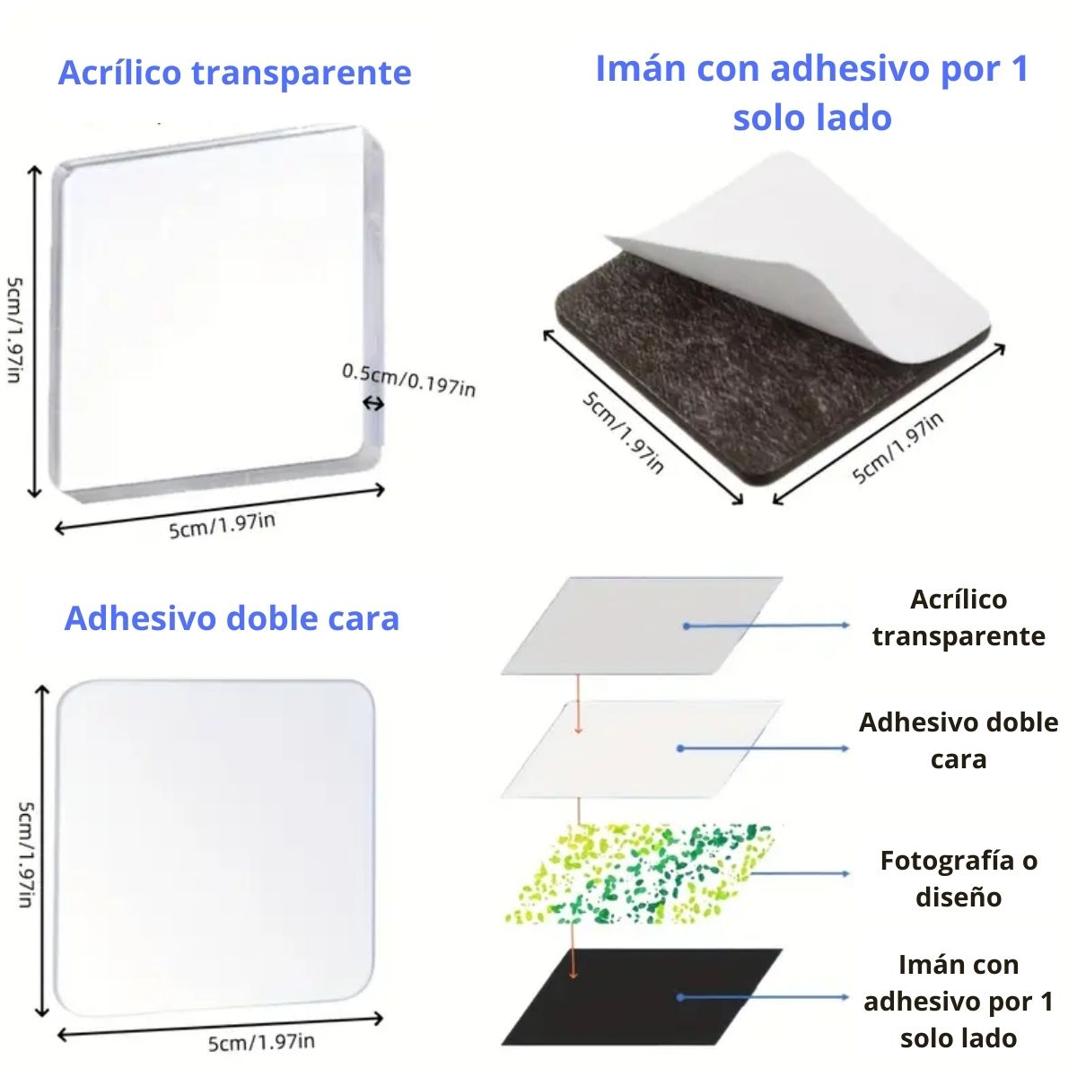 Kit para Hacer 5 Imanes Personalizados Acetato y Especializados Hobbees