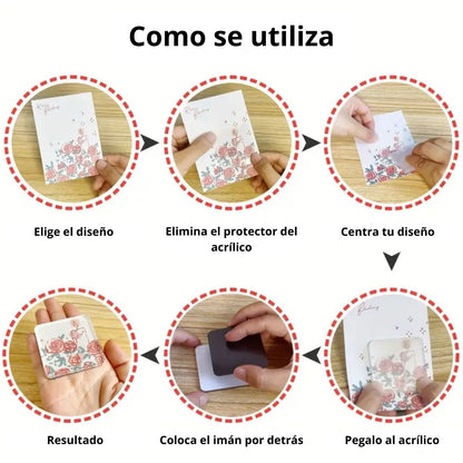 Kit para Hacer 5 Imanes Personalizados Acetato y Especializados Hobbees