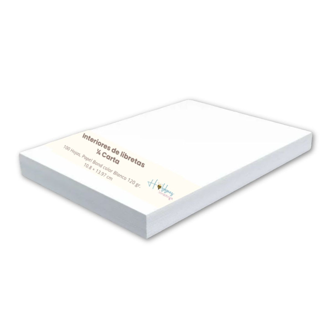 100 Hojas de Papel color Blanco 120gr 1/4 Carta Encuadernacion Hobbees