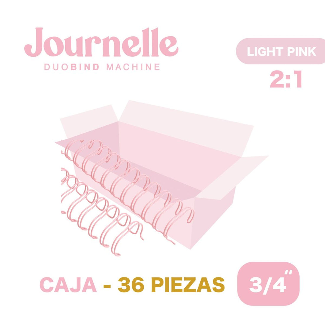 36 Espirales Metálicos Journelle Baby Pink 3/4" Arillos para Engargolar Angie Guerra &amp; Hobbees