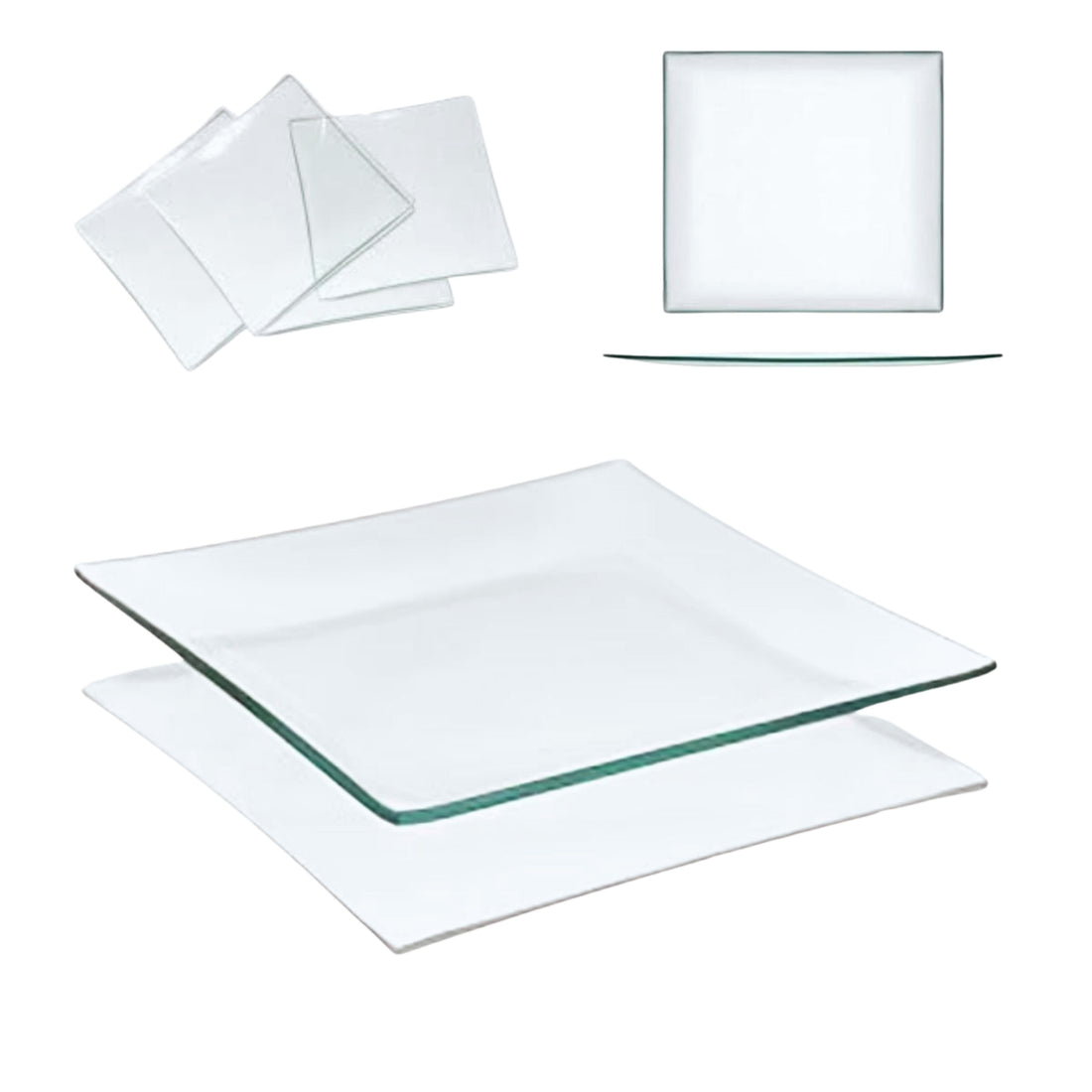 6 Platos de Vidrio Cuadrados Estilo Europeo para Decoupage 30 cm Decoupage Decorakel