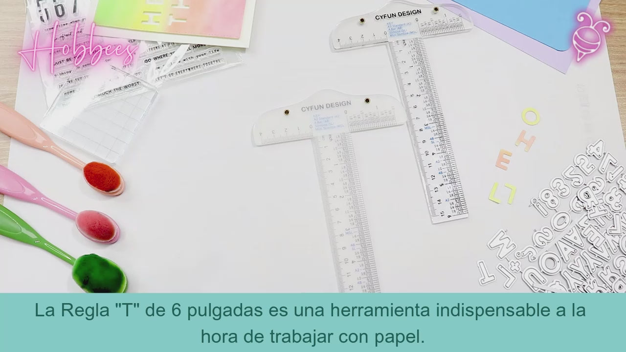 Regla "T" de Acrílico Transparente de 15 cm. Borradores y Reglas Hobbees