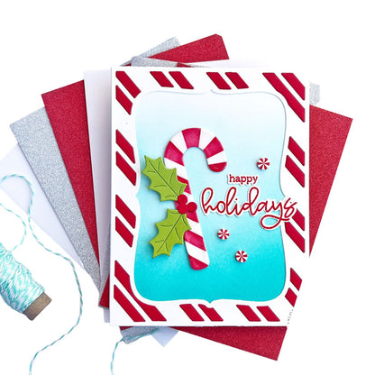 Suajes o Troqueles de Bastones Navideños con Moño y Hojas Dados de Corte / Suajes / Troqueles Hobbees