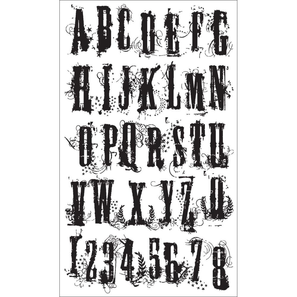 Grudge Alphabet Cling Stamp / Sello de Goma Alfabeto Descontinuado Tim Holtz