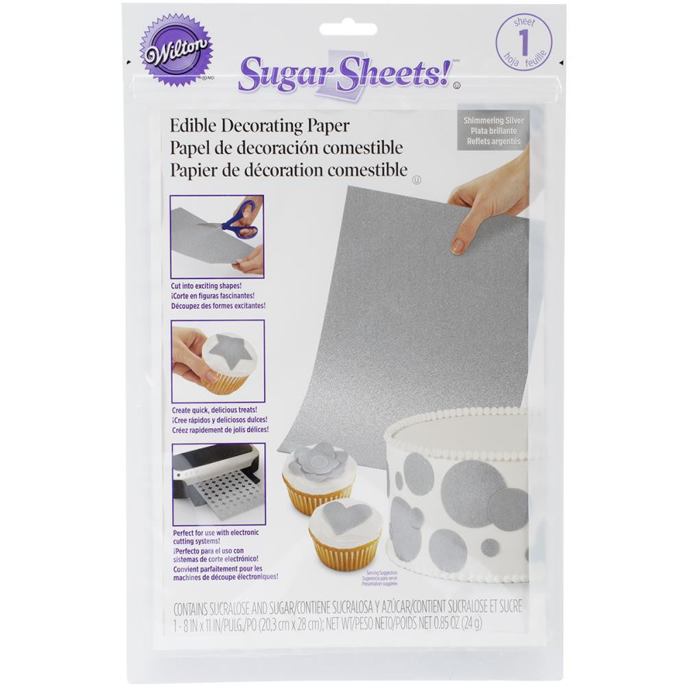 Hoja de Papel Comestible Plata / Sugar Sheet Shimmering Silver