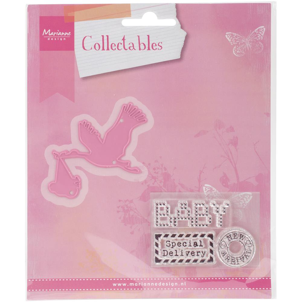 Dies with Stamps Stork / Suaje y Sellos Cigüeña Descontinuado Marianne design