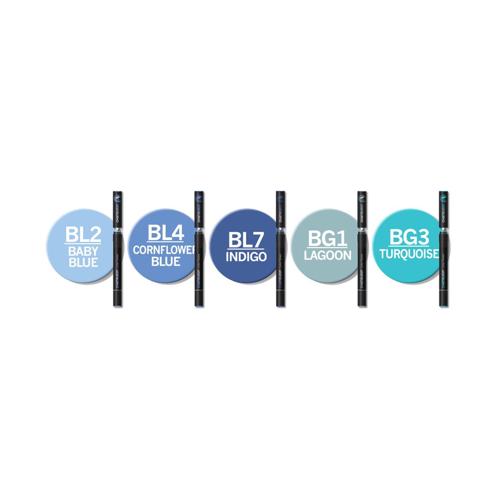 Chameleon Color Tones Markers 5 Pc Blue Tones / Marcadores Camaleon Azules