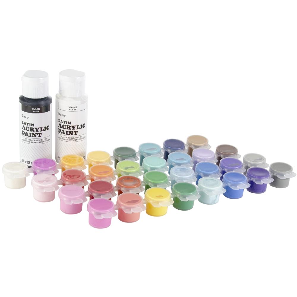 Acrylic Paint Pot Set 34 Pc. Satin / 34 Botecitos de Pintura Acrílica Satinada Descontinuado Darice