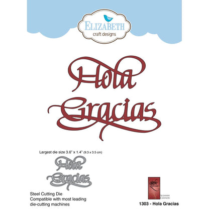 Craft Metal Dies Hola Gracias / Suaje de Corte Hola Gracias Descontinuado Elizabeth Craft Designs