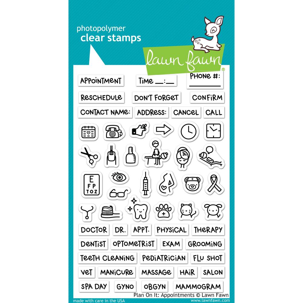 Clear Stamps Plan On It: Appointments / Sellos de Polímero Planeación Citas Descontinuado Lawn Fawn