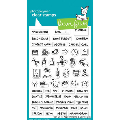 Clear Stamps Plan On It: Appointments / Sellos de Polímero Planeación Citas Descontinuado Lawn Fawn
