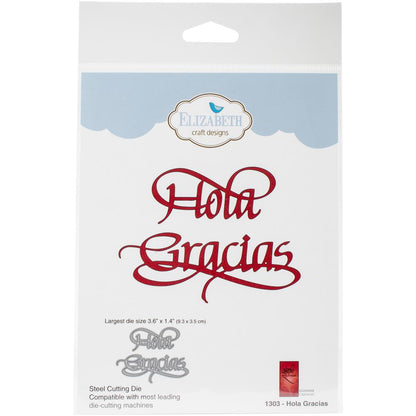 Craft Metal Dies Hola Gracias / Suaje de Corte Hola Gracias Descontinuado Elizabeth Craft Designs