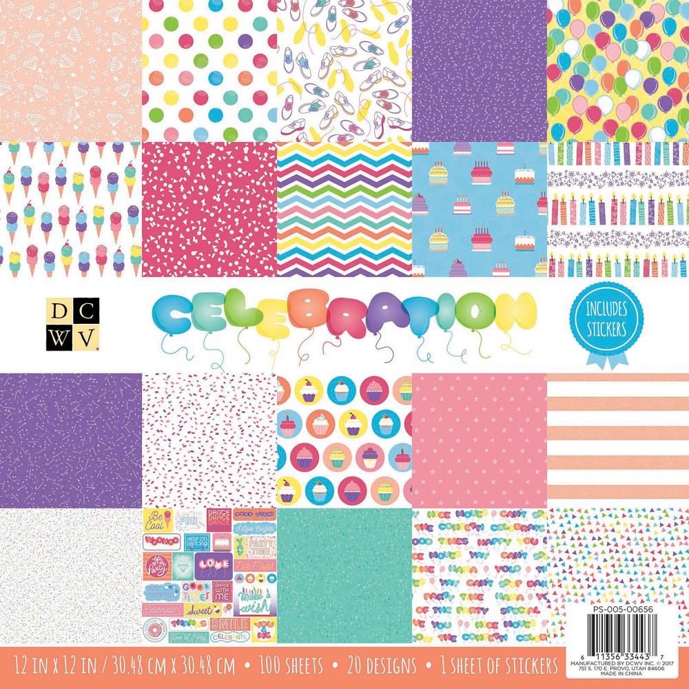 Cardstock Stack Celebration 12&quot; / Block de Cartulina Celebraciones 100 Hojas Descontinuado DCWV