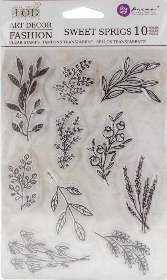 Clear Stamps Sweet Sprigs / Sellos de Polímero Espigas Descontinuado Prima Marketing