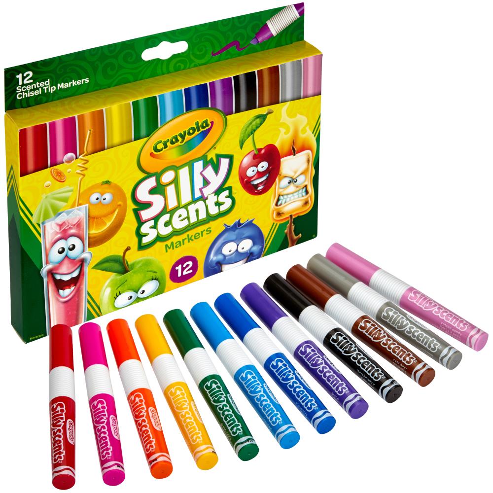 Silly Scents Wedge Tip Washable Markers / 12 Marcadores Lavables Perfumados