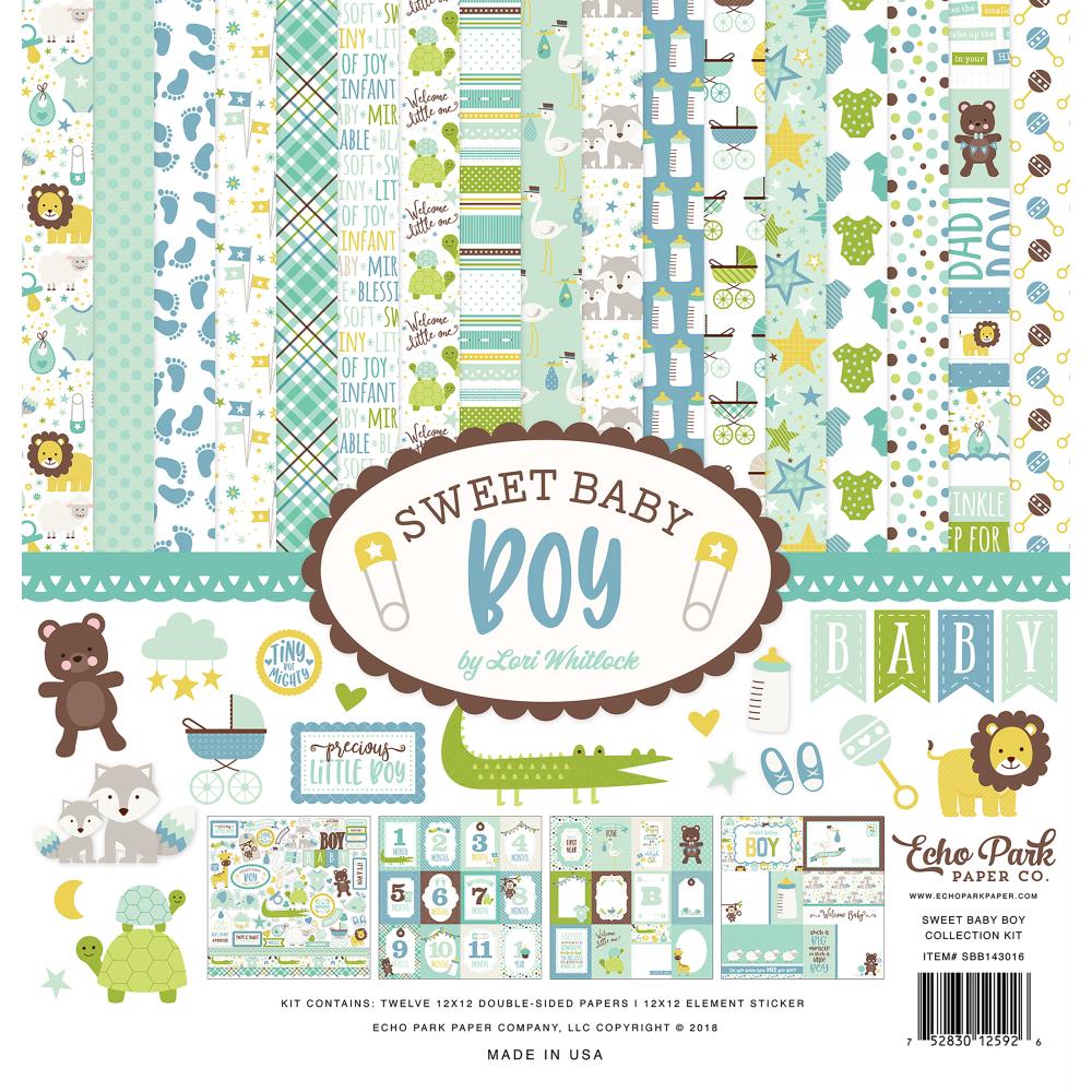Kit Sweet Baby Boy / Papeles y Stickers Bebé Descontinuado Echo Park