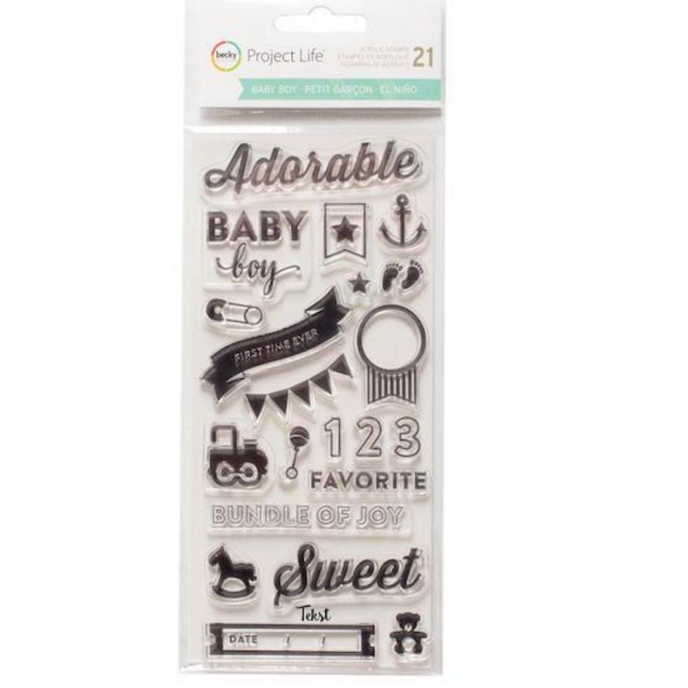 Baby Boy Stamps / Sellos de Polímero de Bebé Descontinuado Project Life