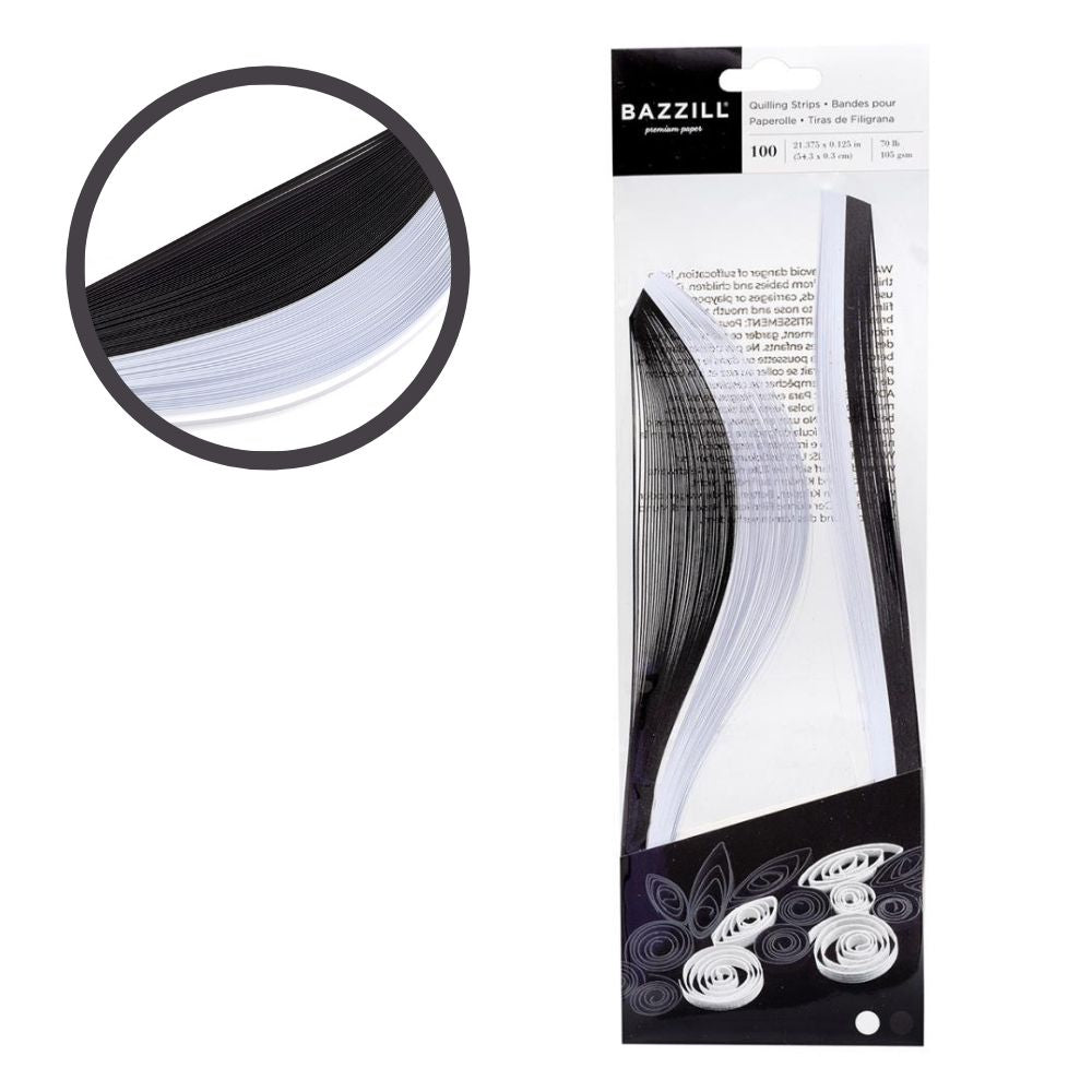 Quilling Strip Paper B&W / Tiras de Papel para Filigrana Blanco Negro