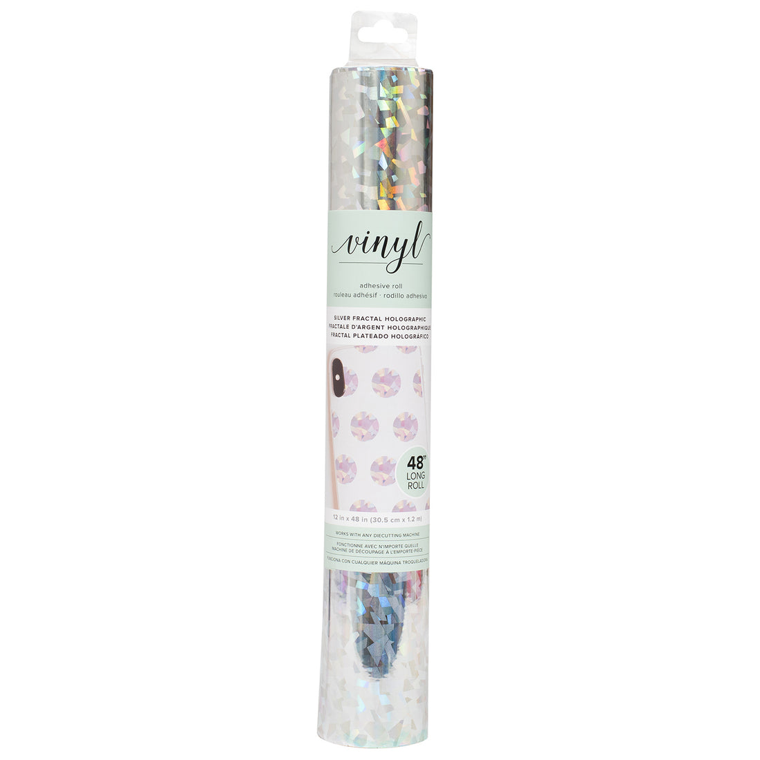 Adhesive Vinyl Holographic Fractal Silver / Vinil Adhesivo Holografico Plateado Viniles American Crafts
