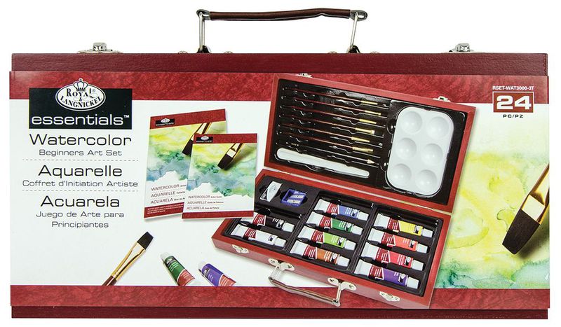 Beginner Watercolor Painting Wooden Box Set  / Set de Acuarelas para Principiantes