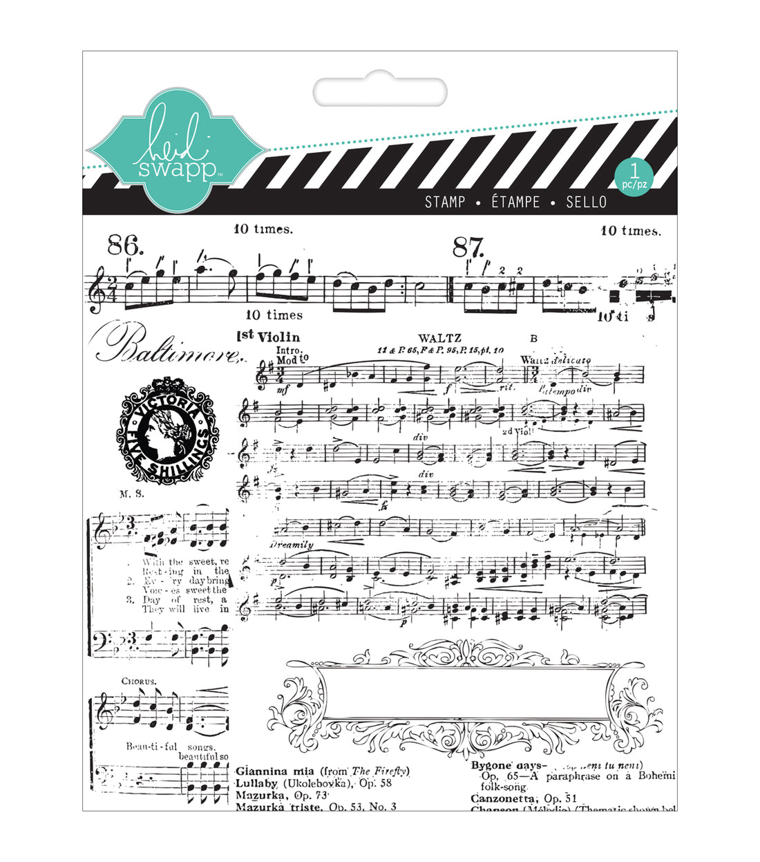 Mixed Media Clear Stamps  / Sellos de Polímero Musicales Descontinuado Heidi Swapp