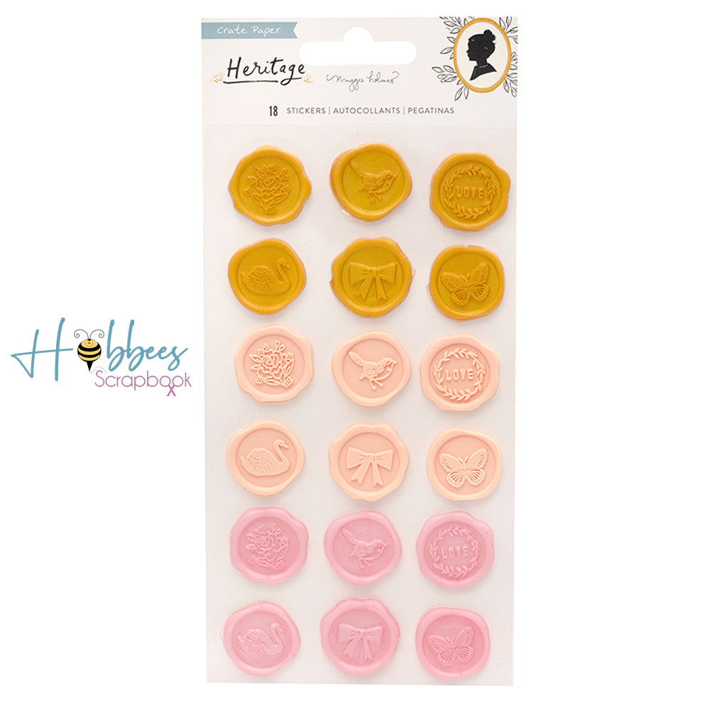 Molded Plastic Puffy Stickers / Estampas Sello Tipo Lacre Descontinuado Crate Paper