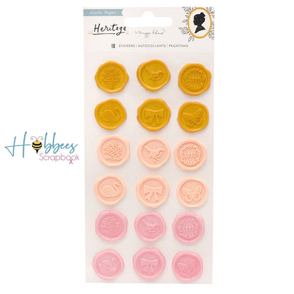 Molded Plastic Puffy Stickers / Estampas Sello Tipo Lacre Descontinuado Crate Paper