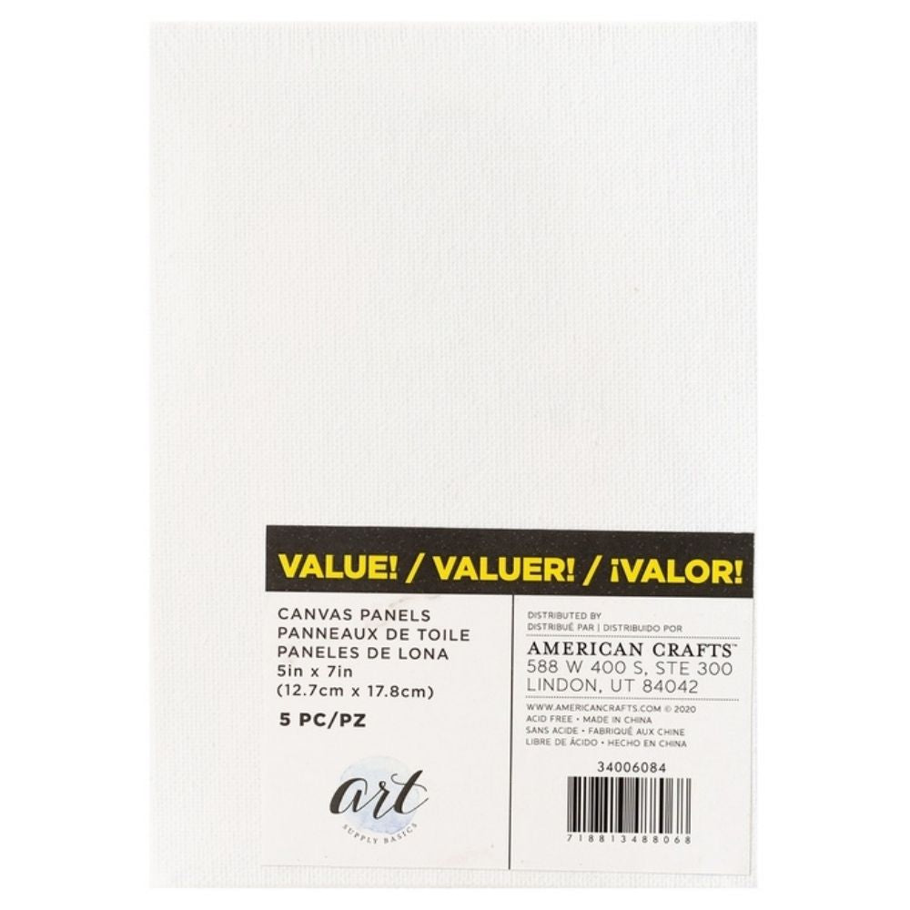 Canvas Panel Pack 5 x 7" / 5 Lienzos para Pintar Lienzos Art Supply Basics