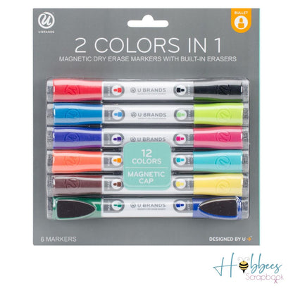 Double-Ended Dry Erase Magnetic Markers / Marcadores Borrables para Pizarrón. Descontinuado U Brands